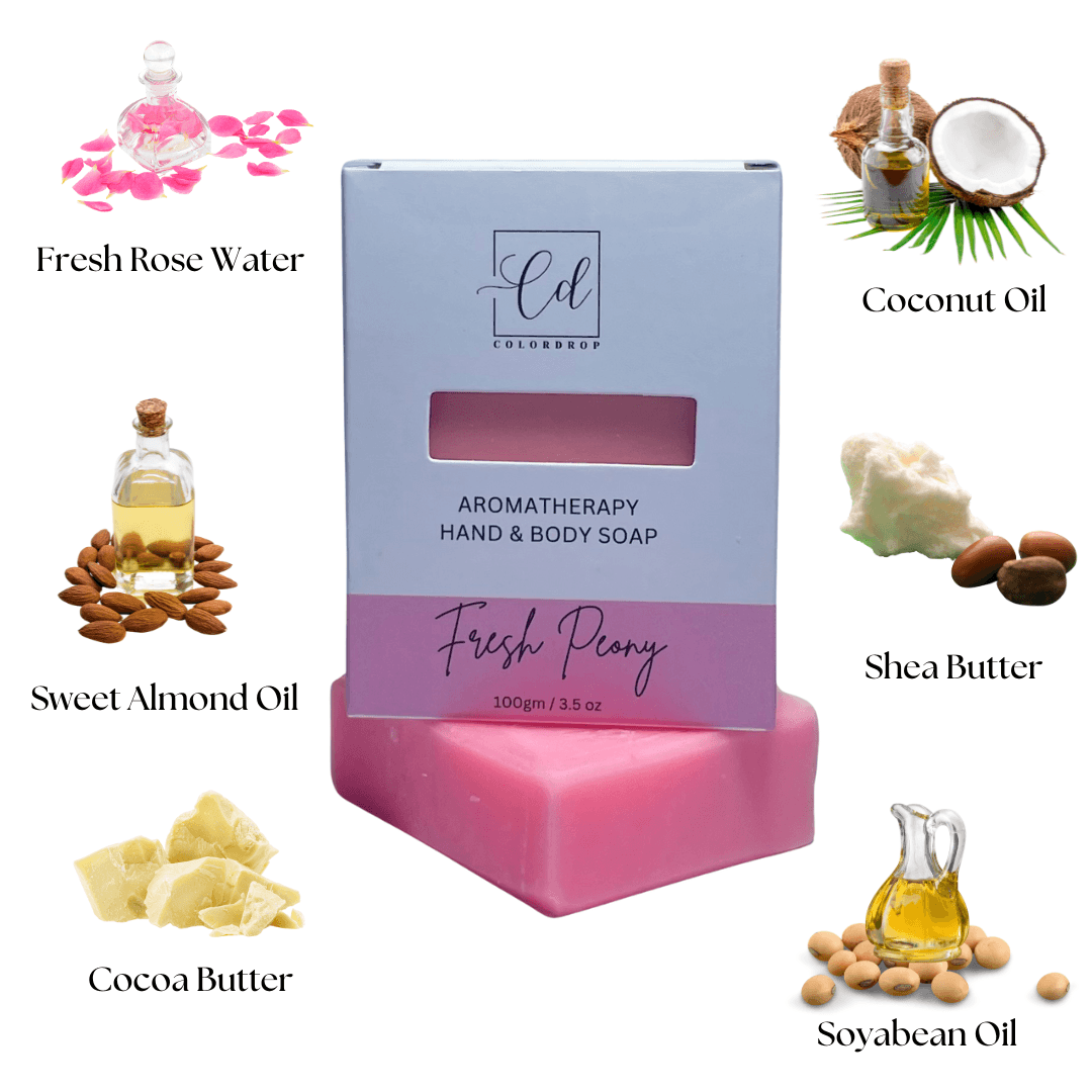 Handmade peony soap with natural ingredients and