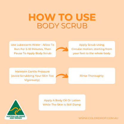 Instructions on how to use body scrub.