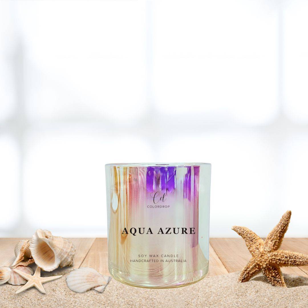 Aqua Azure Soy scented candle for aromatherapy and fresh aroma of room.