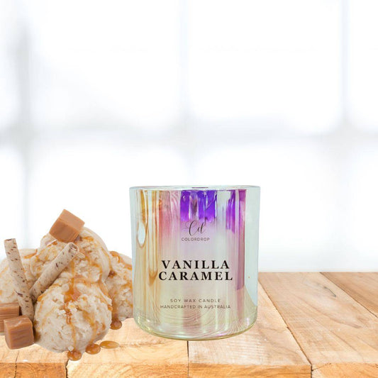 Natural soy candle with the delicious aroma of Vanilla and caramel"