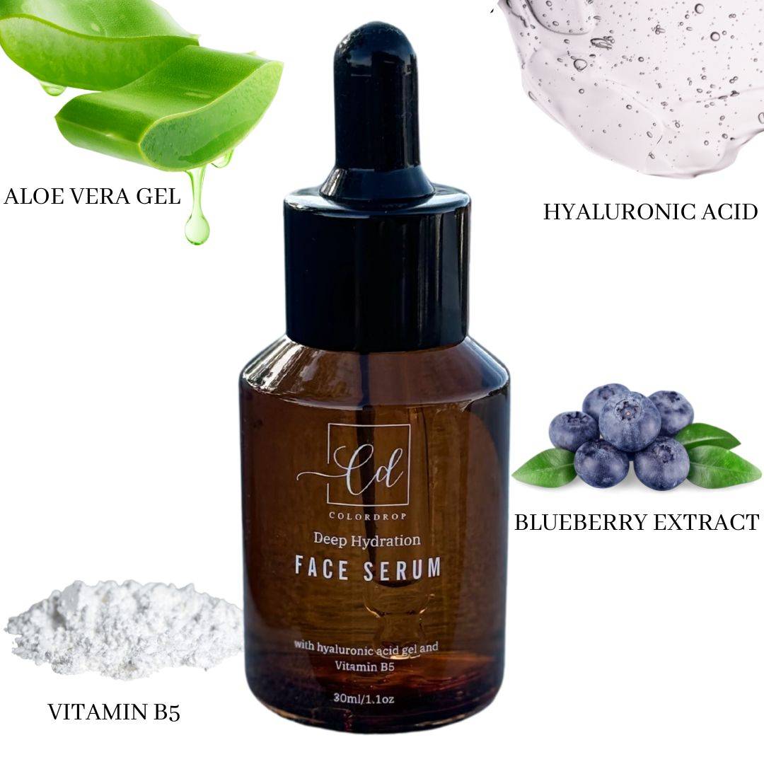 deep hydrating serum made with blueberry extract, aloe vera gel and Vitamin B5 