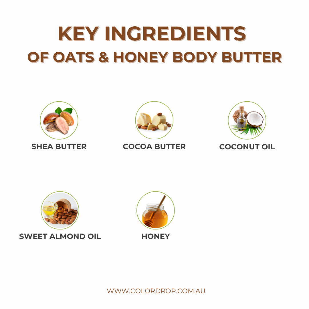 Key ingredients of oats and honey body butter