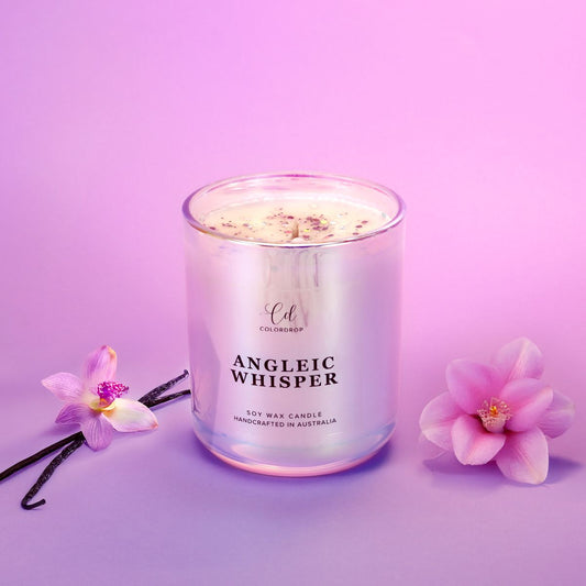 Soy Scented candle with notes of floral, soft musk and vanilla.