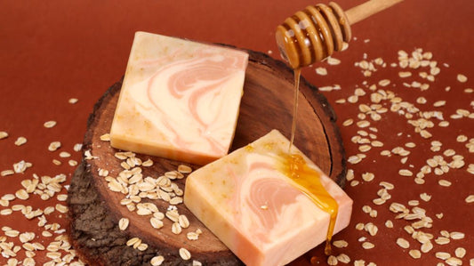 "Artisanal oat milk and honey soap for gentle cleansing, perfect for daily indulgence