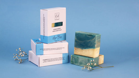 Aqua Bliss soap made with natural Eucalyptus oil & peppermint oil & also designed like beach waves